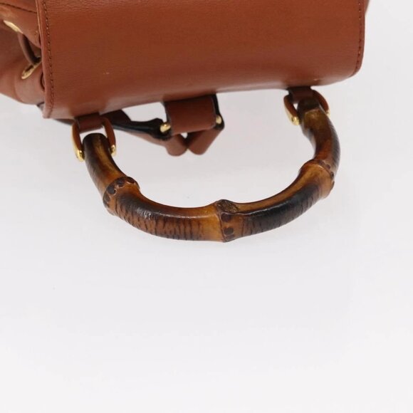 GUCCI Bamboo Backpack Leather Brown Gold main image 11
